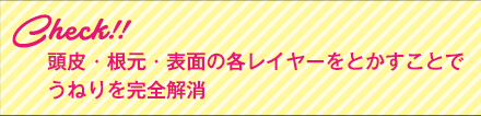 Check!!頭皮・根元・表面の各レイヤーをとかすことでうねりを完全解消