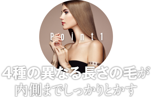 Point1 4種の異なる長さの毛が内側までしっかりとかす